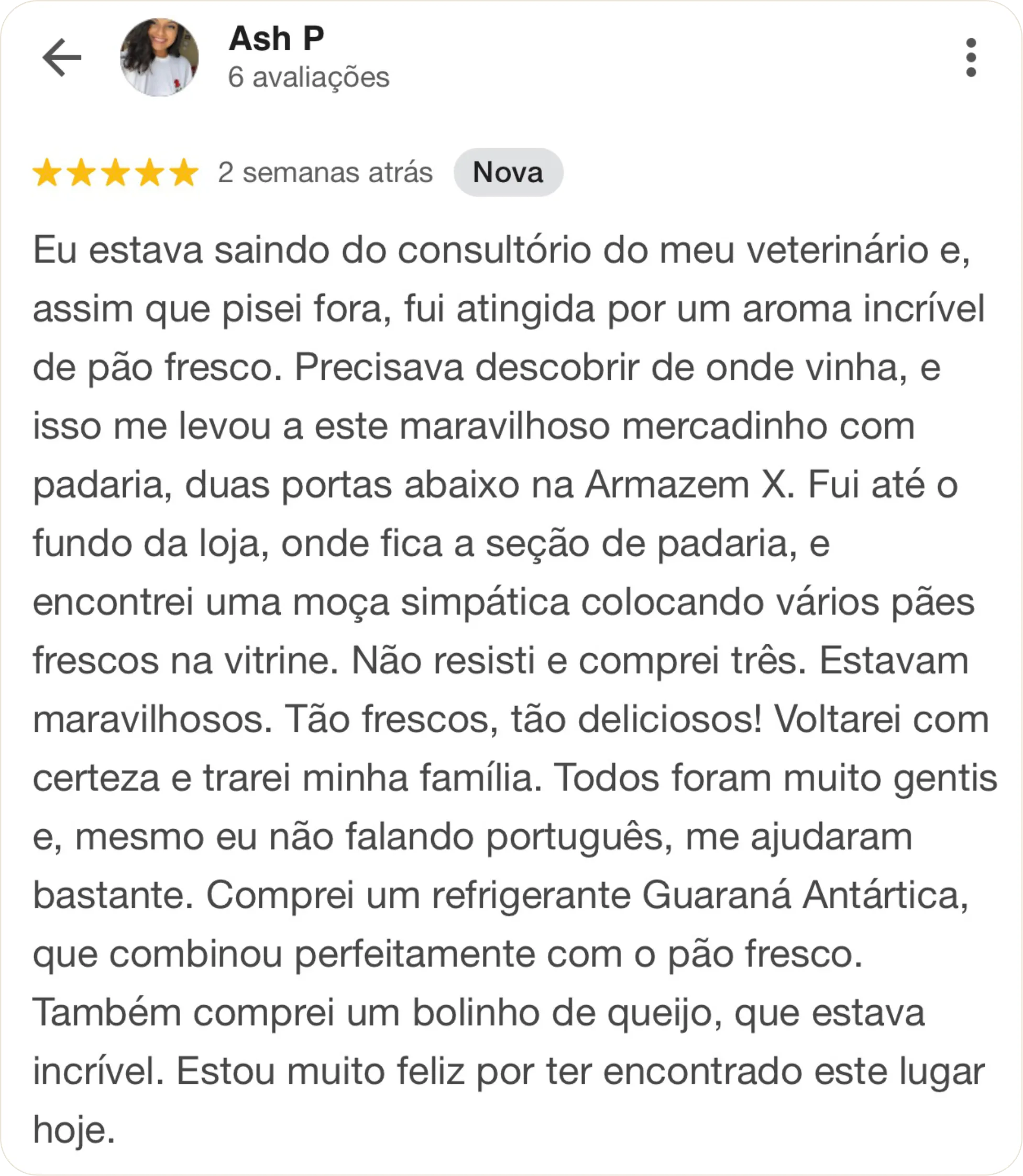 Avaliação 3 do Google sobre o Armazém X