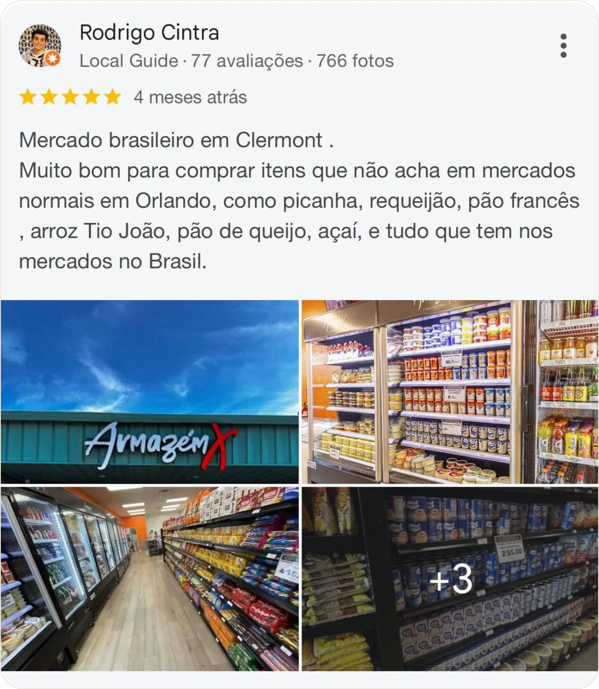 Avaliação 1 do Google sobre o Armazém X